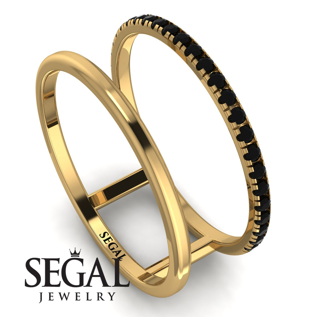 Custom Thin Double Black Diamond Band Ring - Morgan No. 700